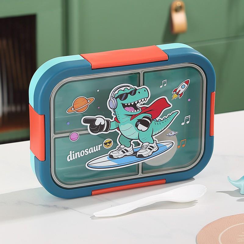 Stainless Steel Bento Box Students Office Workers - 3-Compartment Leakproof Lunch Container 650ml/1100ml Cartoon Design