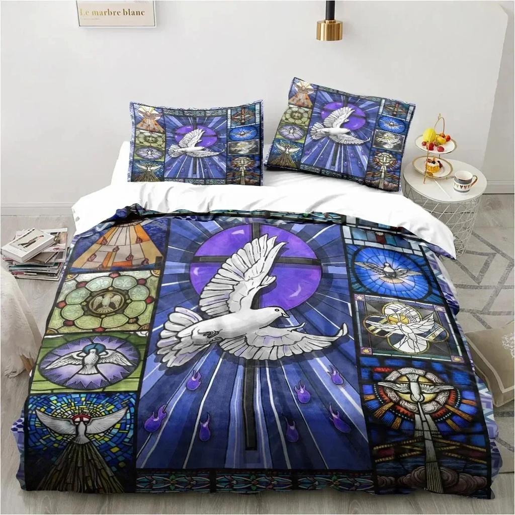 New Jesus Christ Church Mary Christian Religious Bedding Set Duvet Cover Soft Quilt Cover Pillowcase Comforter King Queen Size