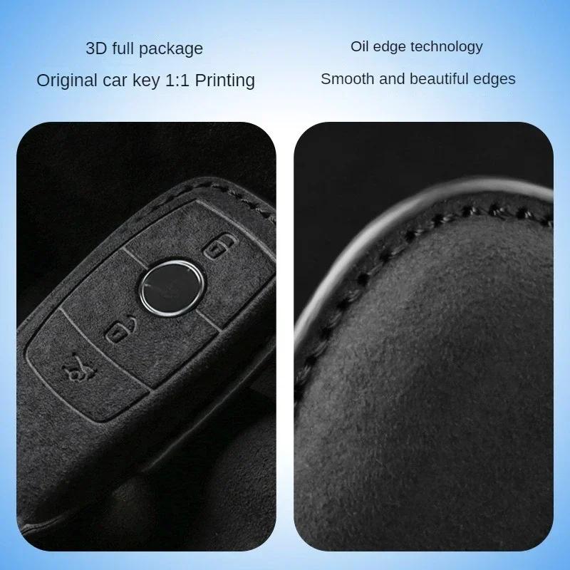 Bilnyckelfodral i läder för Mercedes Benz ACESG Class GLC CLE CLA GLB GLS W177 W205 W213 W222 X167 AMG Fob Mocka Tillbehör