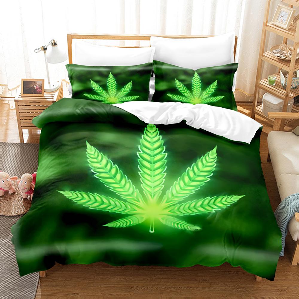 Comforter Colorful Maple Leaves Bedding Set Single Twin Full Queen King Size Cool Bed Set Aldult Kid Bedroom Three-Piece Suits 3