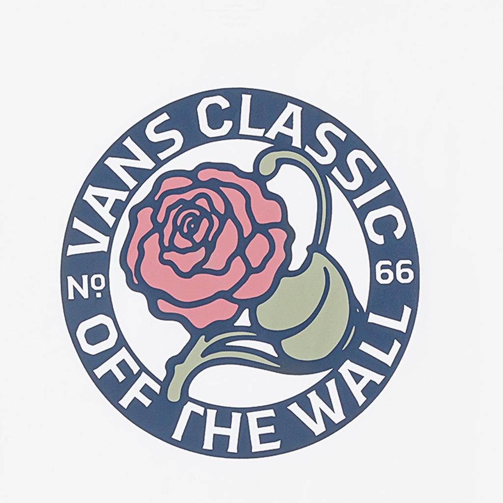 Vans American Vintage Letter Rose Print Crew Neck Comfortable Breathable Pullover Short Sleeve T-Shirt Women T-Shirts White VN0008ZTWHT
