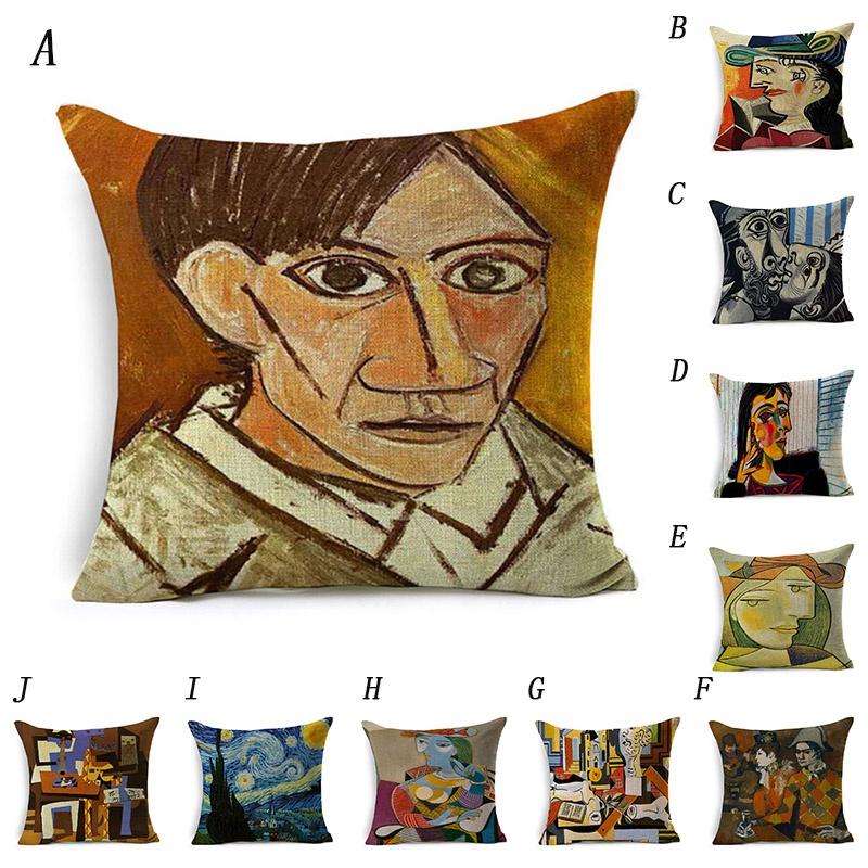 Luxurious Van Gogh Starry Night Square Cushion Covers With Premium Cotton Linen