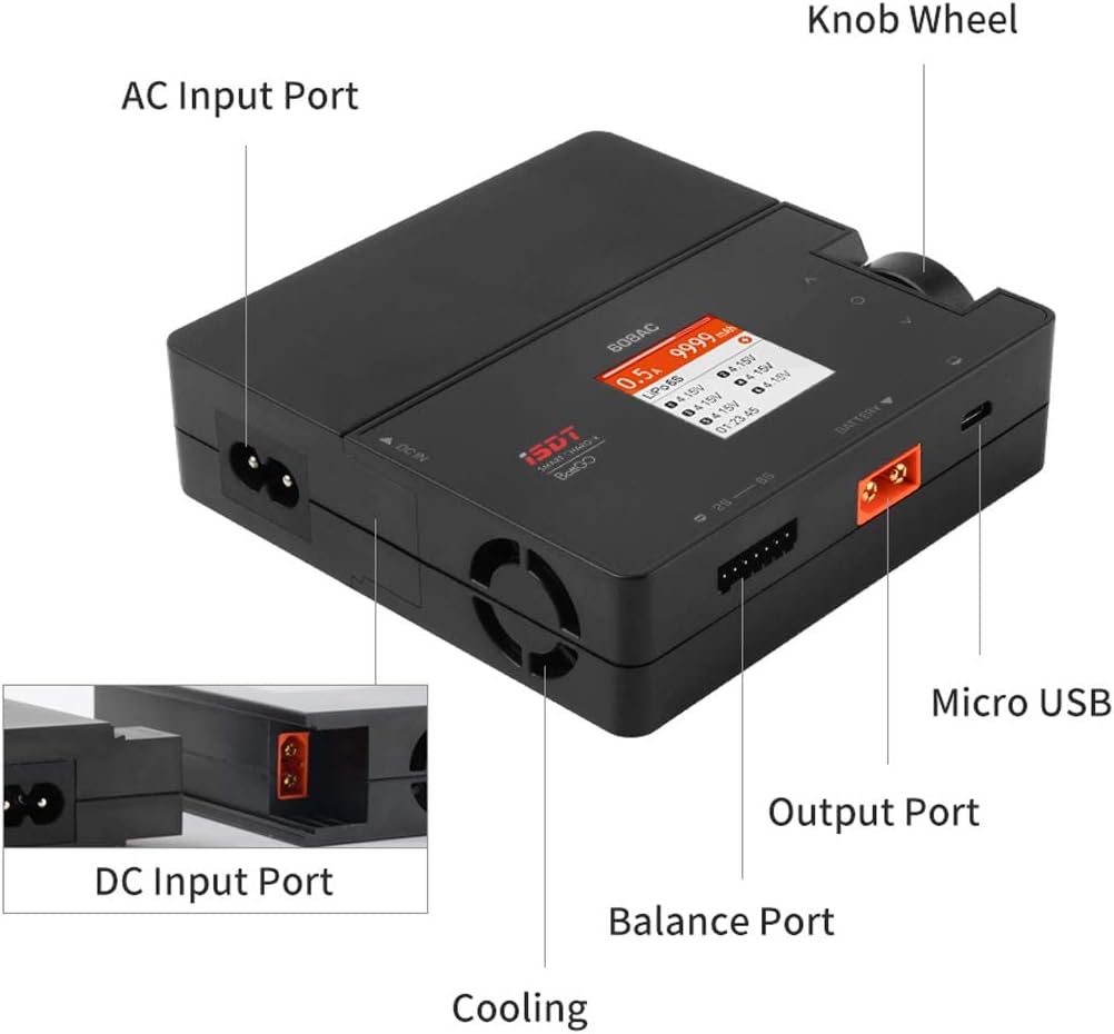 608AC Smart Balance Charger – AC/DC Adapter Charger for LiPo LiFe LiHV NiMH Batteries – For Drones and RC Models – Portable, Efficient, Safe