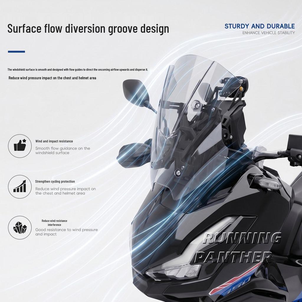 Transparent Windshield for Honda ADV350 Motorcycle - Modified PC Integrated Injection Mold
