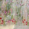 Embroidered Aquatic Plant Lace Fabric 3D Floral Tulle Mesh per Yard for Couture Wedding Dress Runway Costume Skirt Embellishment