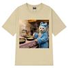 Funny Housewife Cat Meme T-Shirt  Women Vintage T-Shirts Summer Short-sleeved Loose Oversized T-shirts