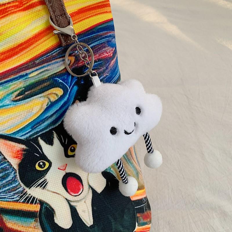 Women Handbag Lovely Cartoon Printed Bucket Bag Portable Cylinder Bag Canvas Tote Bag Students Carry Lunch Bags for Girls