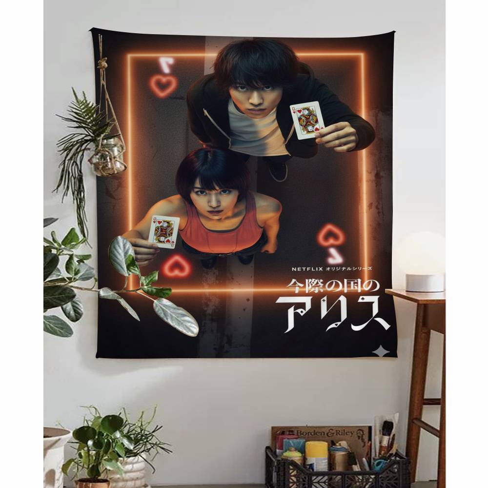 Heißes TV Alice In Borderland Bedruckter Großer Wandteppich Kunst Science-Fiction Zimmer Heimdekoration Dekor Decke