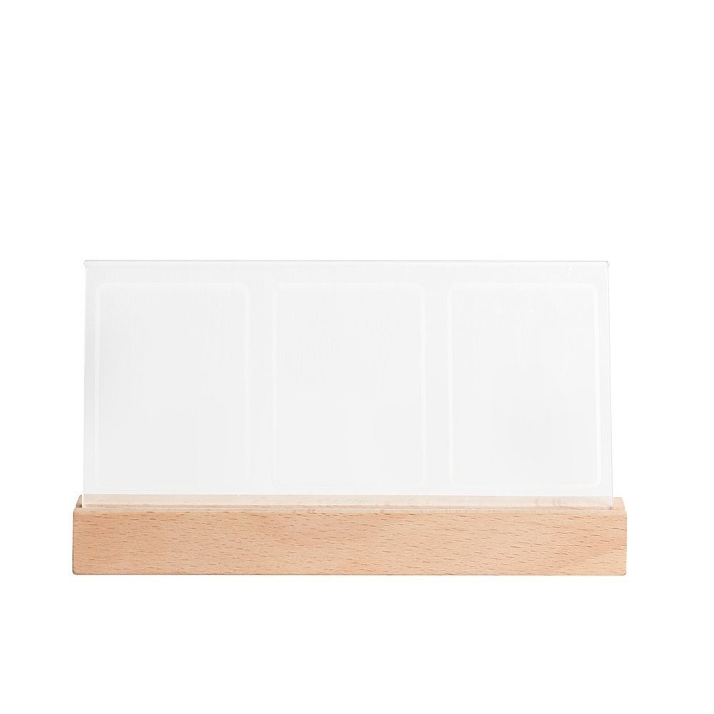 Clear Acrylic LED Light Photo Frame Wooden Base Tabletop Photo Display Rack Photo Holder  Table Top