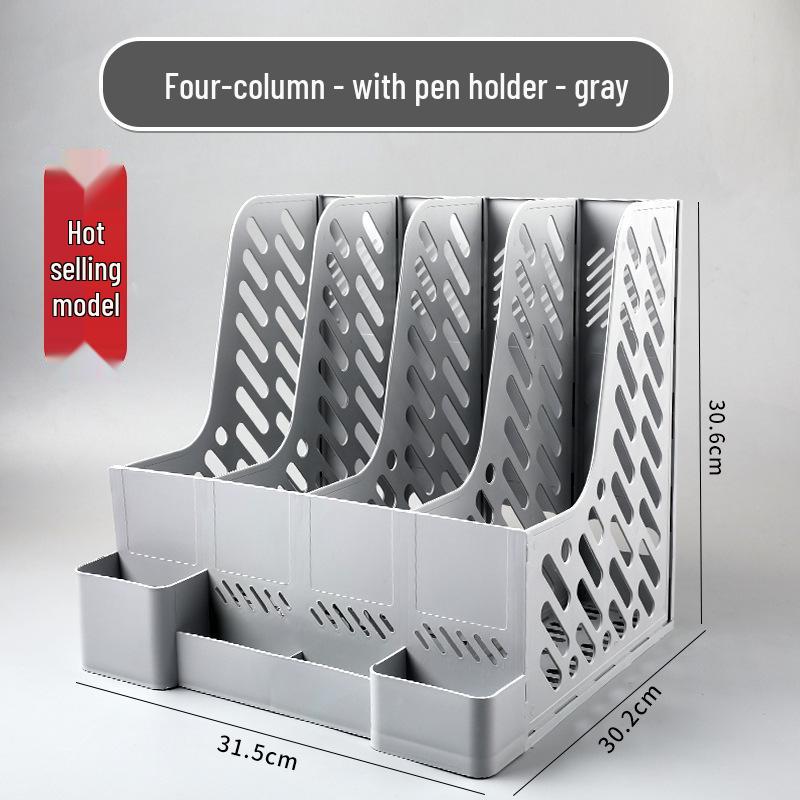Desktop Four-Compartment File Organizer & Pen Holder with A4 Storage Box