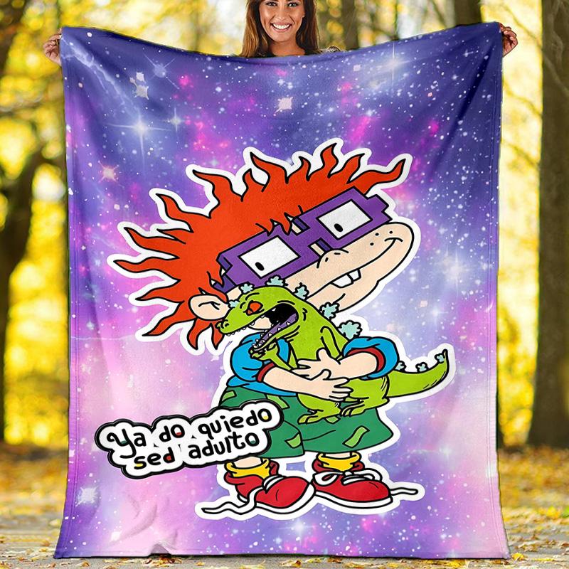 1pc Rugrats In Paris3 Theme Blanket - Digital Print, Polyester, Cozy for All Seasons, Perfect for Outdoor, Camping, and Travel