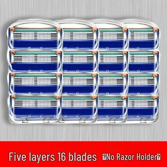 Orange Five-Blade Manual Razor with Universal Blue Cartridge Head