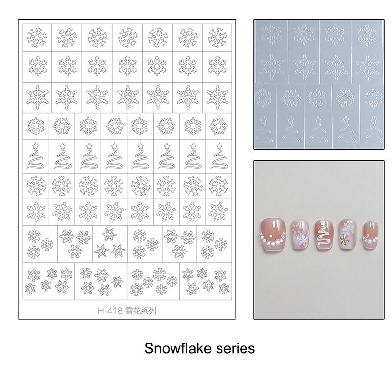 Flocon de neige creux transparent Feux d'artifice Cheval Autocollants pour ongles Pochoir aérographe Année du Cheval Série Nouvel An Décoration Autocollant pour ongles