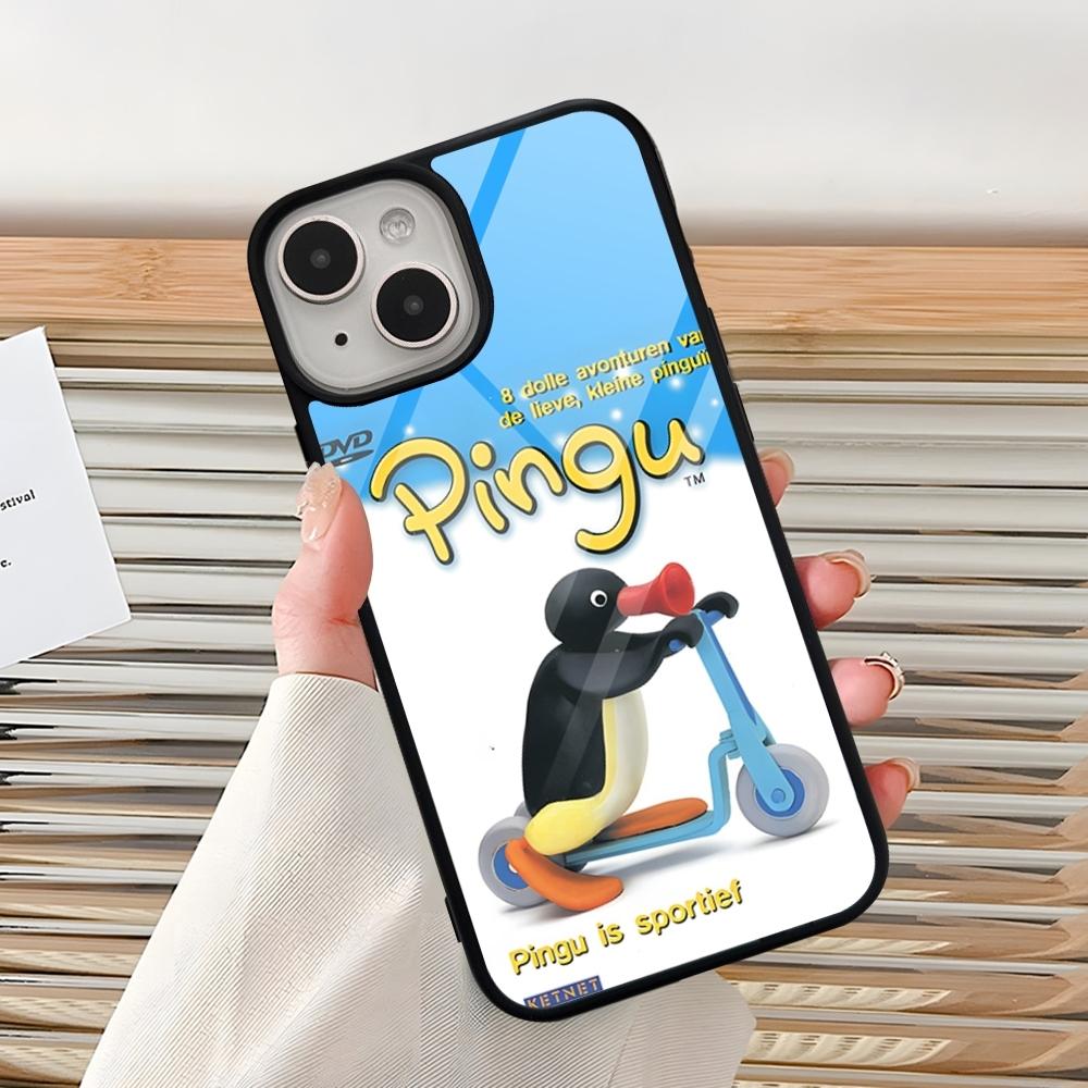 Cartoon Pingu Penguin Phone Case For Iphone 16 Pro 15 Pro Max 14 12 11 13 Mini 8 7 Plus X Xs XR PC+TPU Design Cover