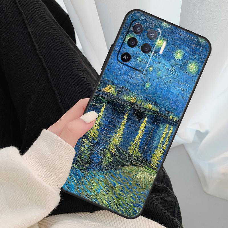 Van Gogh Starry Sky Case For Oppo A96 A76 A16 A60 A98 A58 A78 A18 A38 A80 A40 A77 A57 A17 A74 A54 A94 A15 A5 Pro