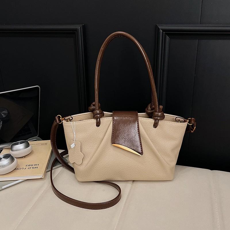 Stylish Korean Chic PU Tote Bag Women Soft Medium Size Crossbody Shoulder With Zip Interior Pockets