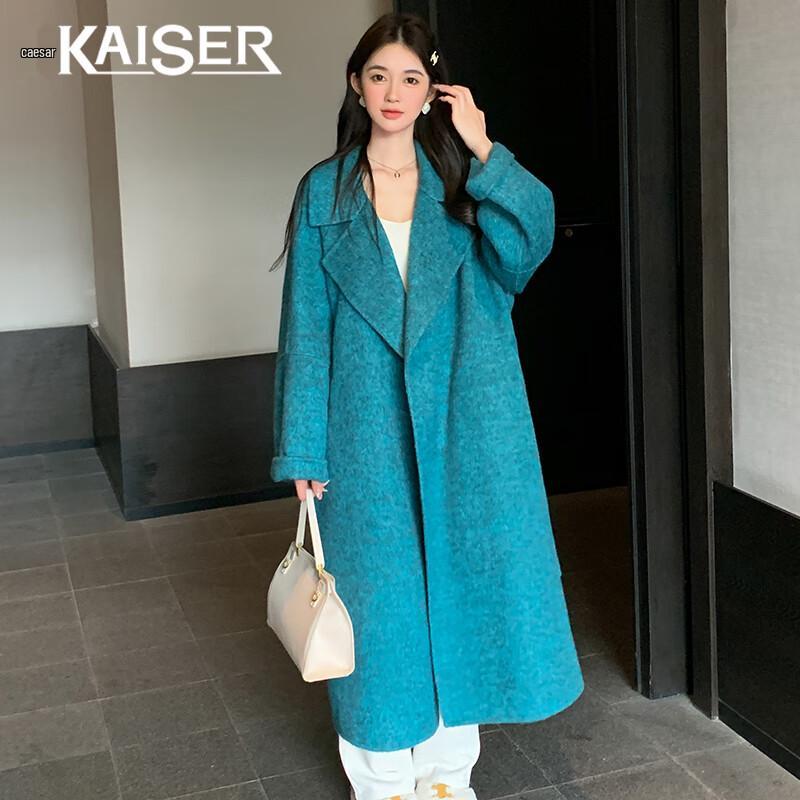 KAISER Women s Double-Faced Wool Blend Long Trench Coat M