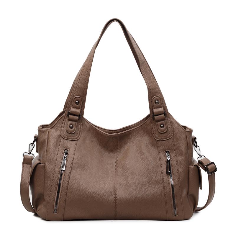 

Retro Trend Tote: Fashionable Large Capacity Handbag & Crossbody Motorcycle Bag for Women коричневий