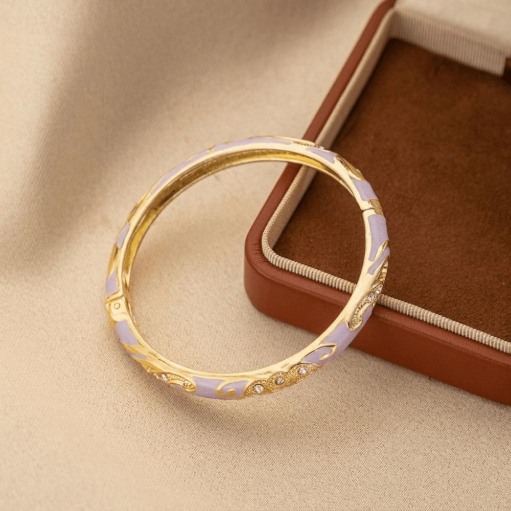 Traditional Flower Bangle Colorful Women's Hand Bracelet Vintage Cloisonne Bangle  Jewelry Gifts