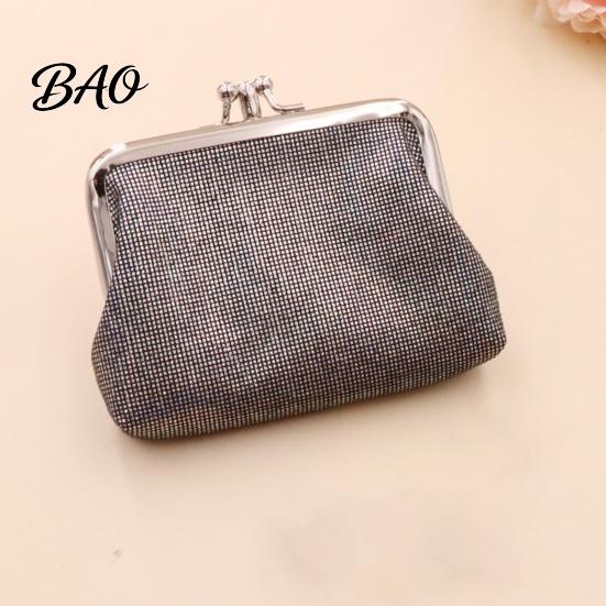 Small Coin Pouch Vintage Glitter Mini Purse, Portable Kiss Lock Closure Change Lightweight Card Holder Pouch, Double-layer Wallet for Cards, Jewelry,
