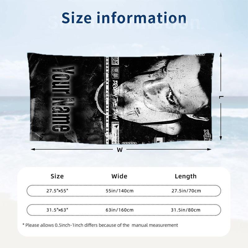 Beach Towel Custom Name Text, Quick Dry Large Towel For Beach HomeDeftones