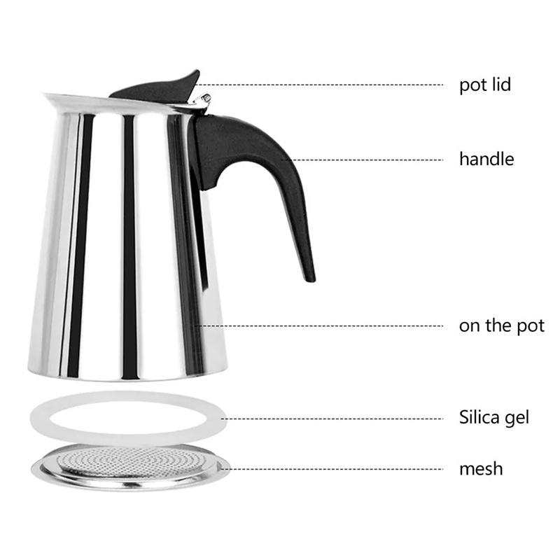 4/6 Tassen Edelstahl Italienische Top Moka Espresso Cafeteira Expresso Percolator Herd Kaffeemaschine Moka Topf