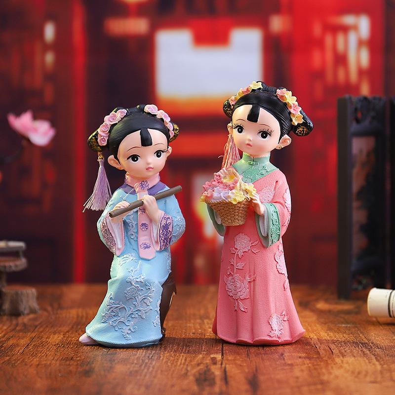 Hand-Painted Chinese Style Flower Princess Figurine - Classical Cultural Creative Gift