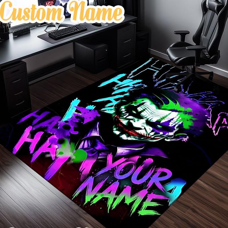 Custom Name Jo-ker's Dark Saga Rug, Office Rug, Chair Rug, Carpet for Living Rooms, Doormat Game Rug Home Decor Christmas Gifts