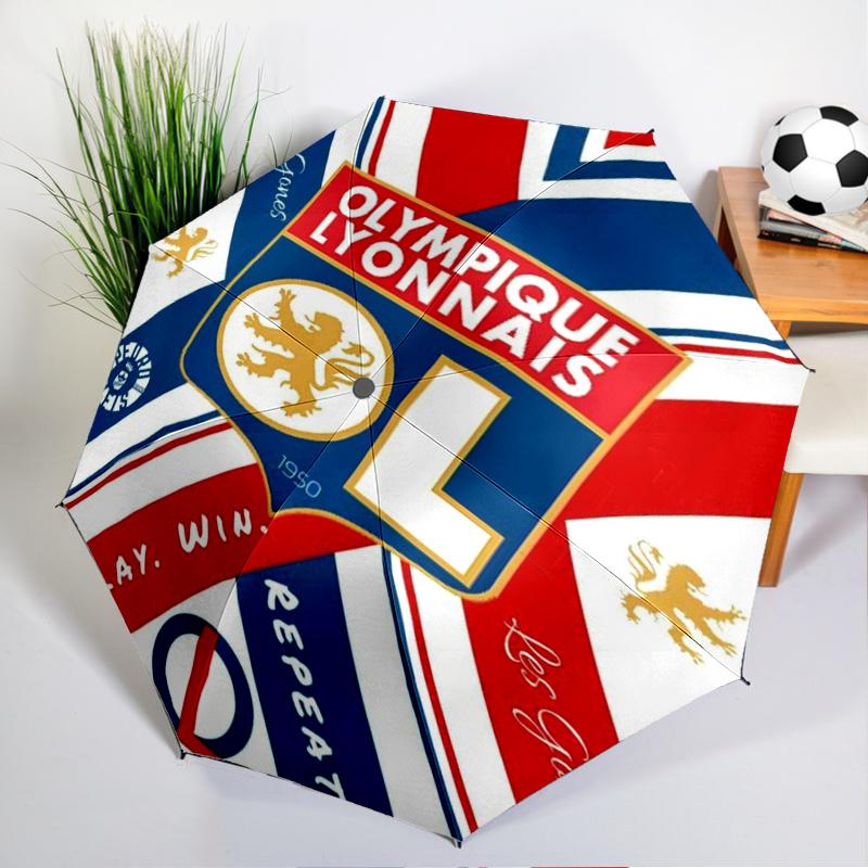 Lyon Football Crest Design Printed Automatic Umbrella, 8-Frame for Travel, camping, Casual Umbrella, Essential Gift for for family and friends