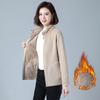Damen Fleecejacke Verdickt Kurzer Stil Herbst Winter Modisch Warm Weich Plüsch Stehkragen Langarm Locker Geschnitten