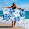 1Pc Blue Floral Beach Towel, Soft Absorbent Anti-Sand Sunscreen, Lightweight Portable For Swimming, Yoga, Fitness