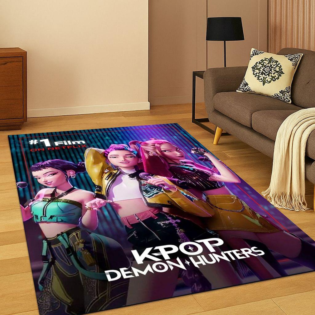 

3D Демон Хантеры Kpop Руми Мира Зои Музыкальный Ковер Коврик для Спальни Гостиной Дивана Домашний Декор, Ковер для Зоны Нескользящий Коврик для Пола Подарок 40x60cm