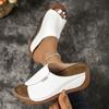 Fashion Lightweight Peep Toe Wedges Slippers Women Summer Platform Thick Sole Sandals Woman Plus Size Pu Leather Slides Shoes Mujer 43