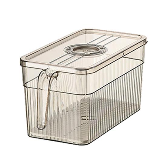 

Refrigerator Storage Box with Handle Easy Pull Out Organizer Dry Wet Separation Date Timer Freshness Preservation Container