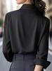Women's 2025 Autumn Solid Color Satin Lapel Shirt - Long Sleeve, Versatile