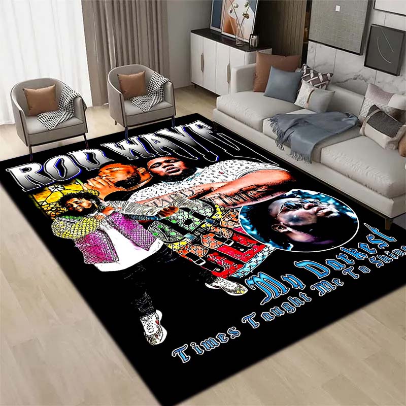 3D  Hip Hop Rapper Carpet Rod Wave Home Living Room Bedroom Decoration Flannel Comfortable Anti slip Area Corridor Carpet Gift