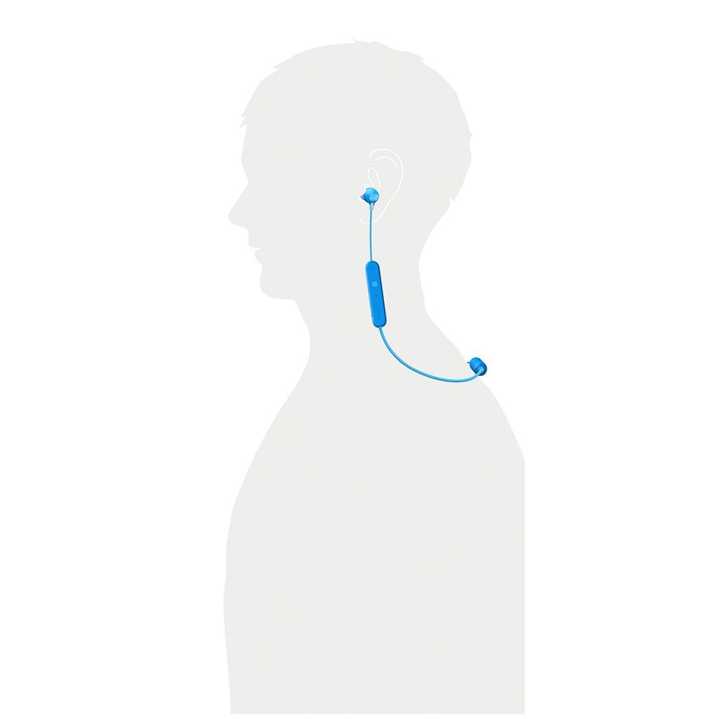 Sony Wireless Bluetooth Up to 8 Hours of Continuous with 2018 L WI-C300 Earphones Compatible, Playback, Mic, Model, Blue, WI-C300