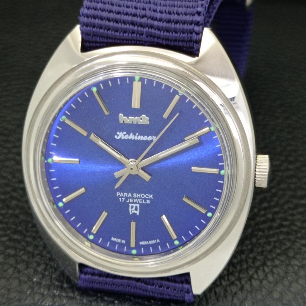 HMT KOHINOOR VINTAGE HAND-WINDING INDIAN MENS BLUE COLOR DIAL WATCH A440972-4