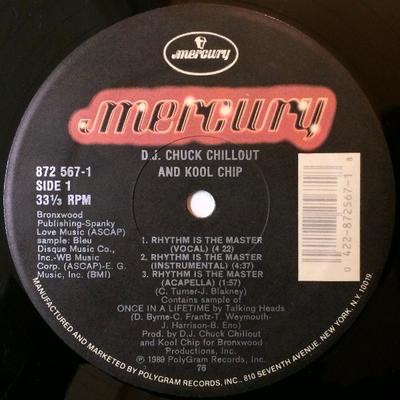 12inch Record CHUCK CHILLOUT & KOOL CHIP - Rhythm Is The Master 8725671 Mercury 1989 US Rap & Hip-Hop/R&B Used