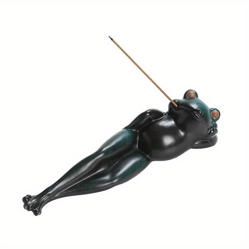 1pc Handmade Ceramic Creative Frog Ornament Incense Stick Holder, Aromatherapy Home Decor Censer Tea Pet (Without Incense)