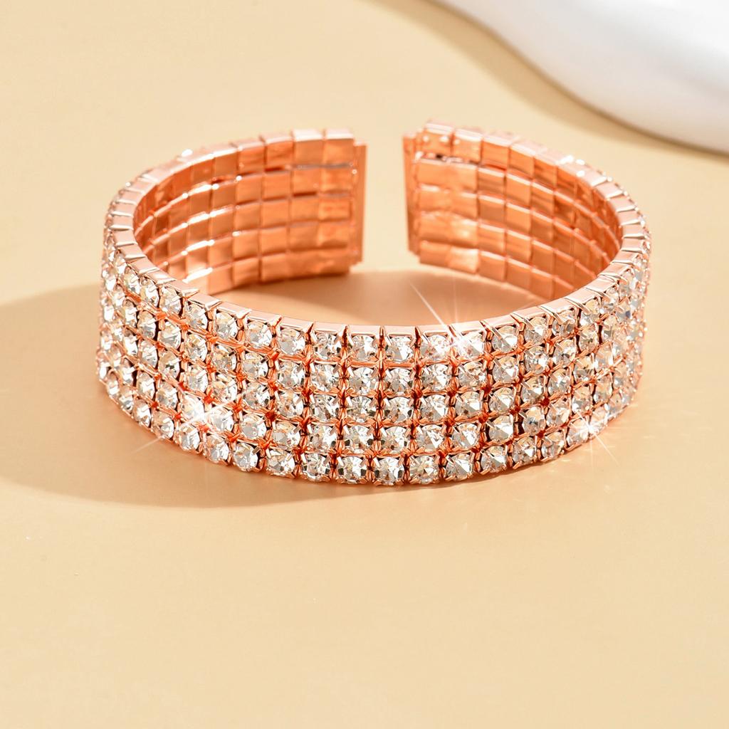 Fashionable, Minimalist, Light Luxury Style, High-end Feel, Inlaid with Rhinestones Bracelet, Suitable for Women's Parties and H