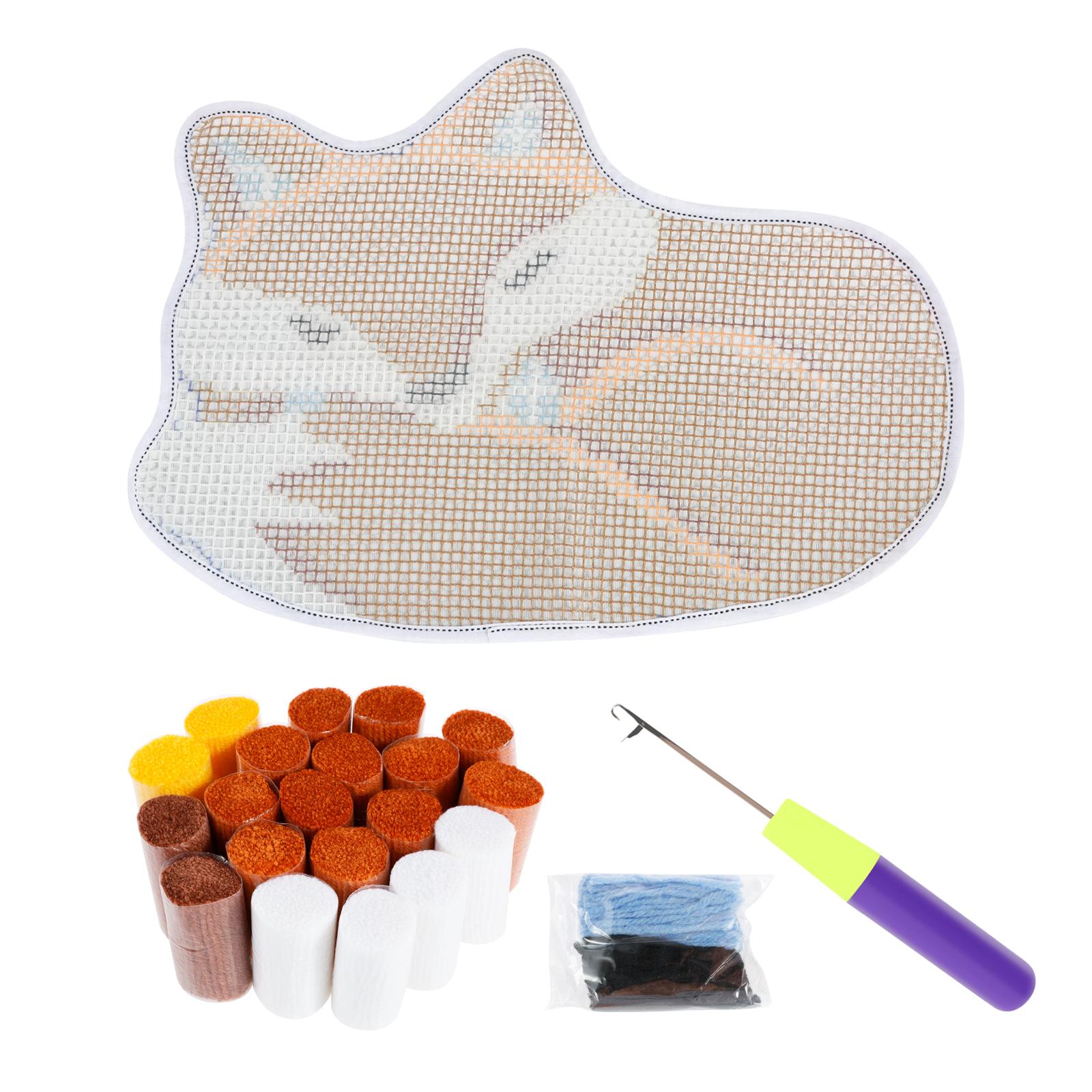 

Crochet Rug Material Pack DIY Latch Hook Kit Animal Pattern Carpet Handmade Materials for Kids Adults Beginners Handmade Carpet