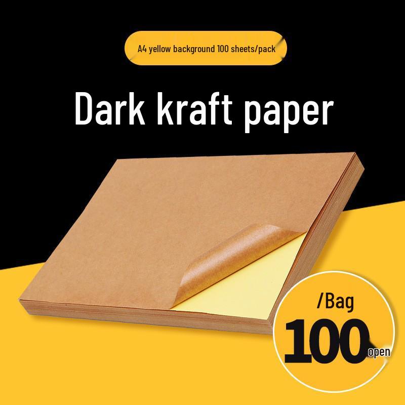 A4 Dark Kraft Self-Adhesive Label Paper with Strong Matte Backing Stickers