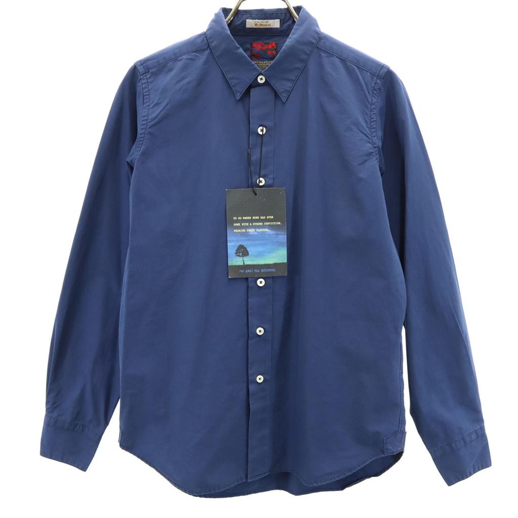 unused BRU NA BOINNE Long sleeve Cotton shirt OO Navy Men's Used