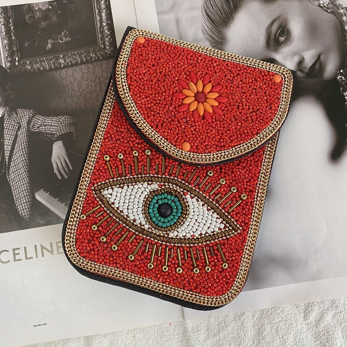 

Изысканная сумка через плечо в стиле бохо с рисовыми бусинами, ракушками и цветами