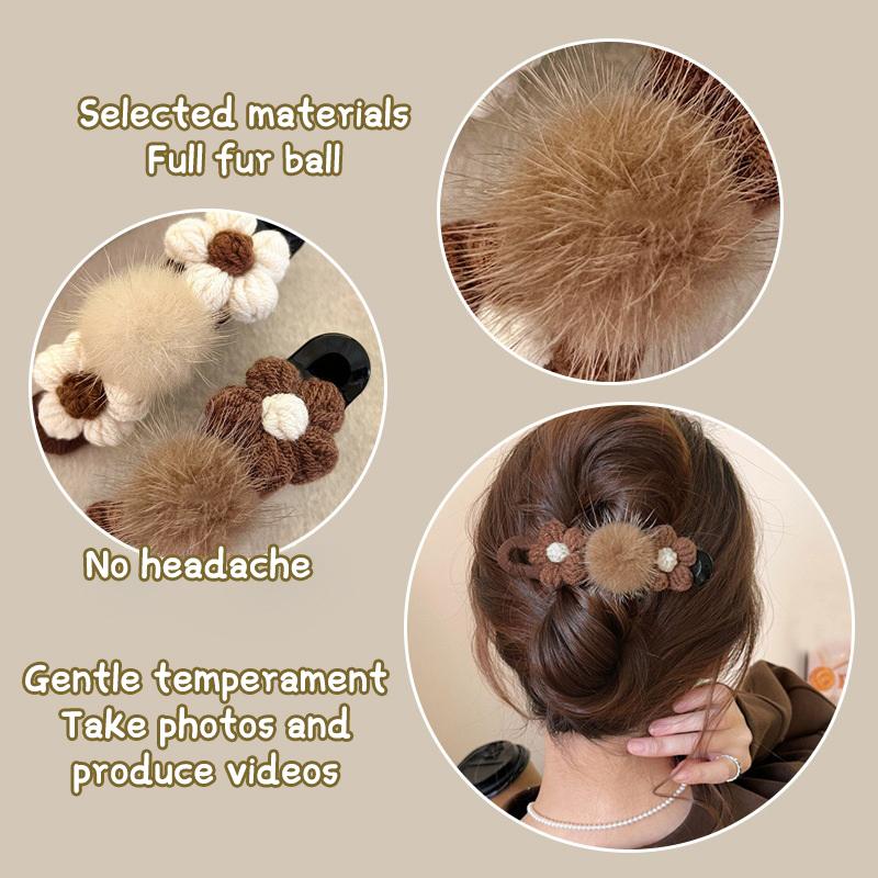 Autumn/Winter Plush Flower Hair Clips Women'S Side Bangs Hairpin Duckbill Clip Hair Accessories For Ladies Haircuts