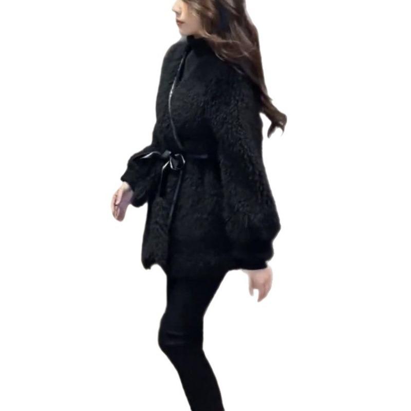 Small Hairy Thickened Coat Women's Winter New Temperament Coffee Color Thin Imitation Fur Top