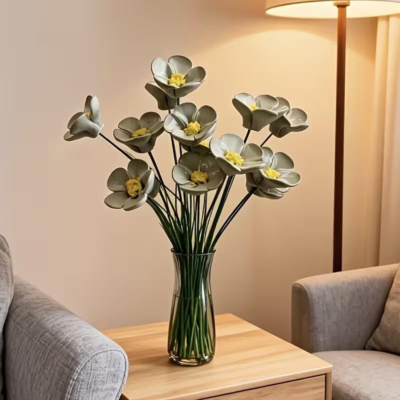 6/8/10 Pezzi Fiori Artificiali in Ceramica Non-ti-scordar-di-me Floreali Fiori Eterni Che Non Sbiadiscono Decorazione per la Casa Portando Bellezza E Speranza
