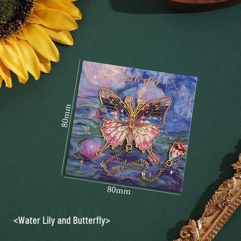 Ji Lv Yu Jian Butterfly Oil Painting Bookmark - Retro Irregular Student Reading Clip
