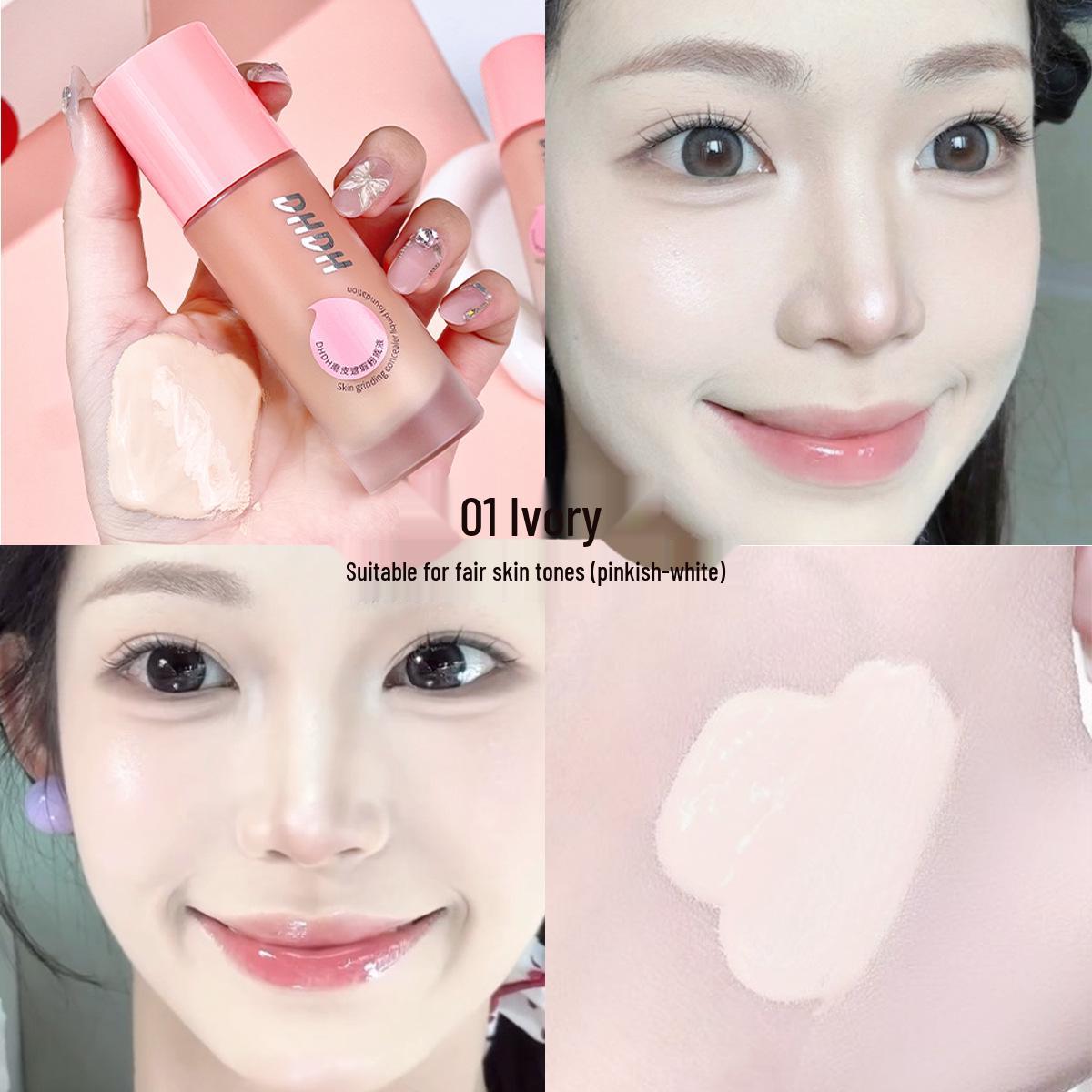 DHDH Exfoliating & Concealing Foundation: Long-lasting, Brightening, Hydrating, Flawless Base Makeup for Women. 30ml